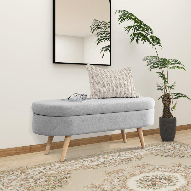 Kiia Linen Upholstered Storage Bench