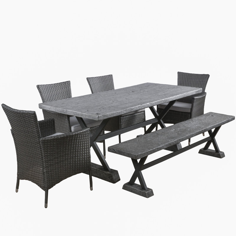 Ensemble repas 6 pièces avec coussins Bouillet, Gris