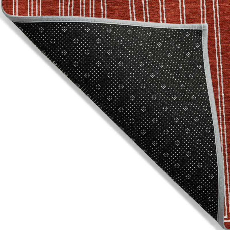HomeRoots 3' X 5' Red And Ivory Geometric Washable Indoor Outdoor Area Rug