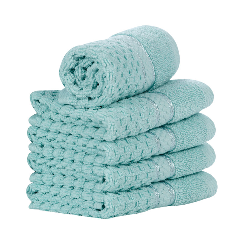 Collection de serviettes texturées 100% coton Mulaayam, Vert menthe