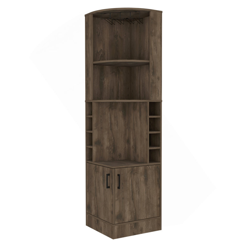 Armoire de bar 8 tablettes à 2 bouteilles brun foncé, Marron foncé