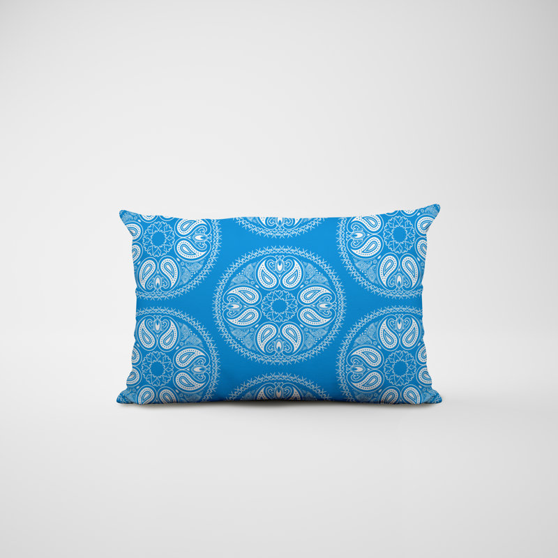 Paisley Outdoor Reversible Throw Pillow, Blue