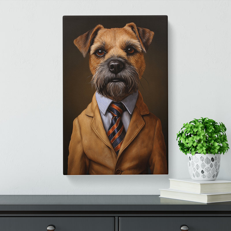 Border Terrier In A Suit Painting No.3 - No Frame Print, 76cm H x 50cm W x 3cm D