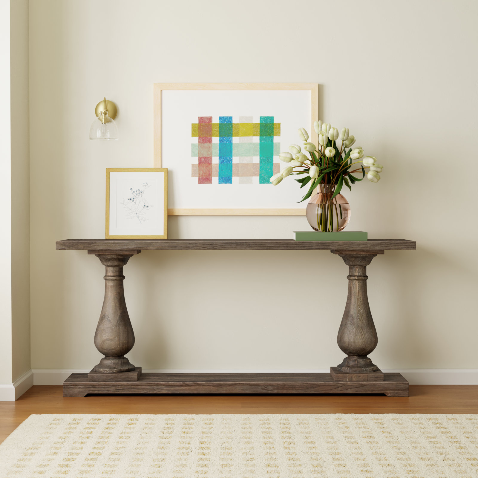 Farrer 71" Console Table, Rustic Brown