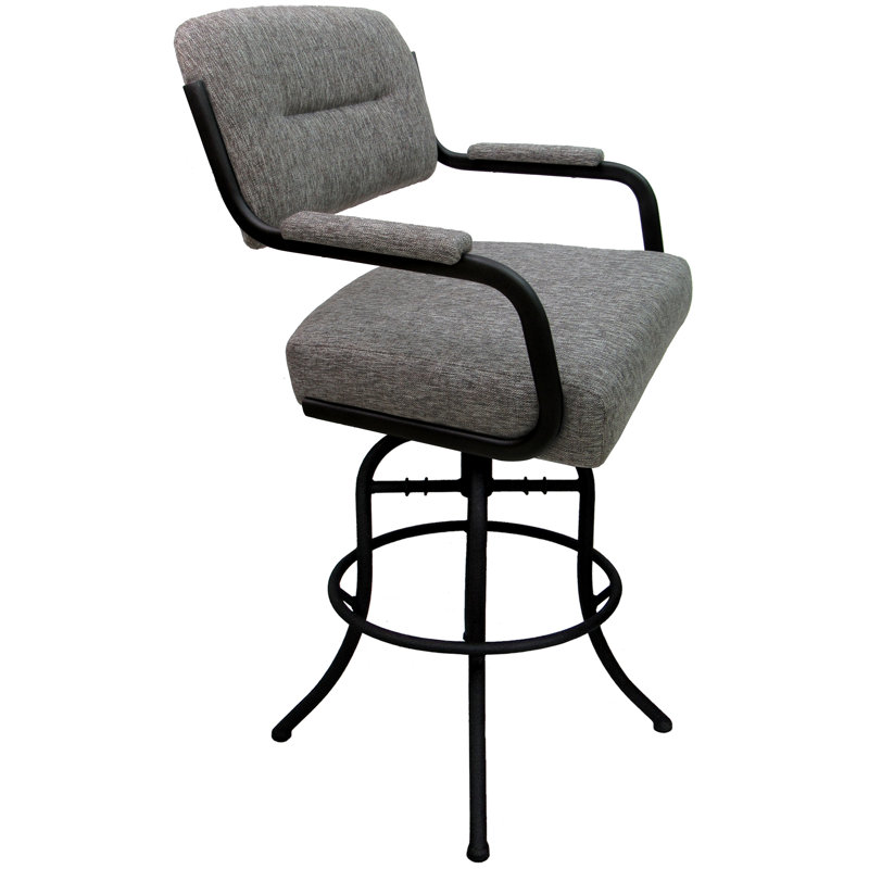 Tabouret de bar pivotant 30 po Jomiah, Noir, Gris clair