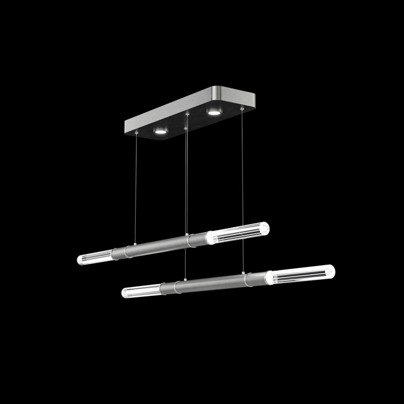 Antonia 71"W Linear Pendant, Nickel/Silver Leaf