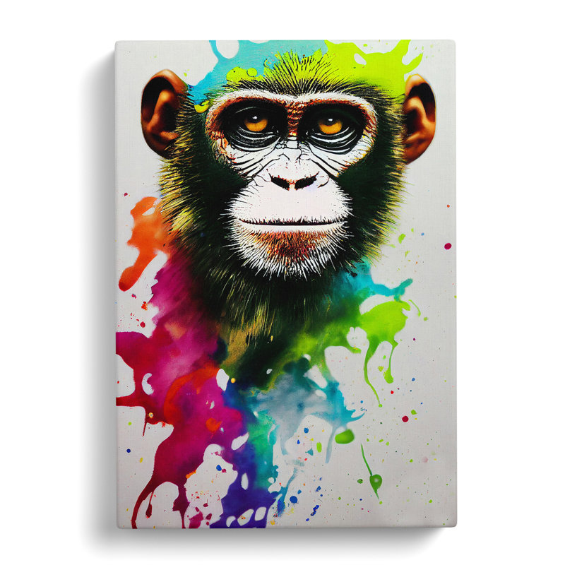Splashed Monkey No.4 Abstract - Wrapped Canvas, 60cm H x 40cm W x 3cm D
