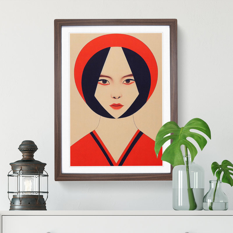 French Girl - Single Picture Frame Print, 34cm H x 25cm W x 2cm D, Walnut