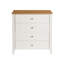 Commode élégante et moderne, 3 tiroirs, finition blanche et chêne, 35,4 x 37,4 x 17,3 pouces | Panneau de particules 100% mélaminé, bande de chant en PVC, portes en panneau de fibres à densité moyenne avec membrane en frêne | Solution de rangement parfaite pour les chambres à coucher et les espaces de vie