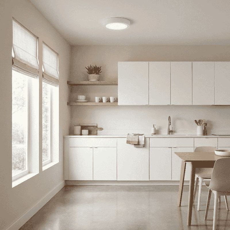 Raed LED Flush Mount in White, White, 0.9" H x 5.3" W x 5.3" D