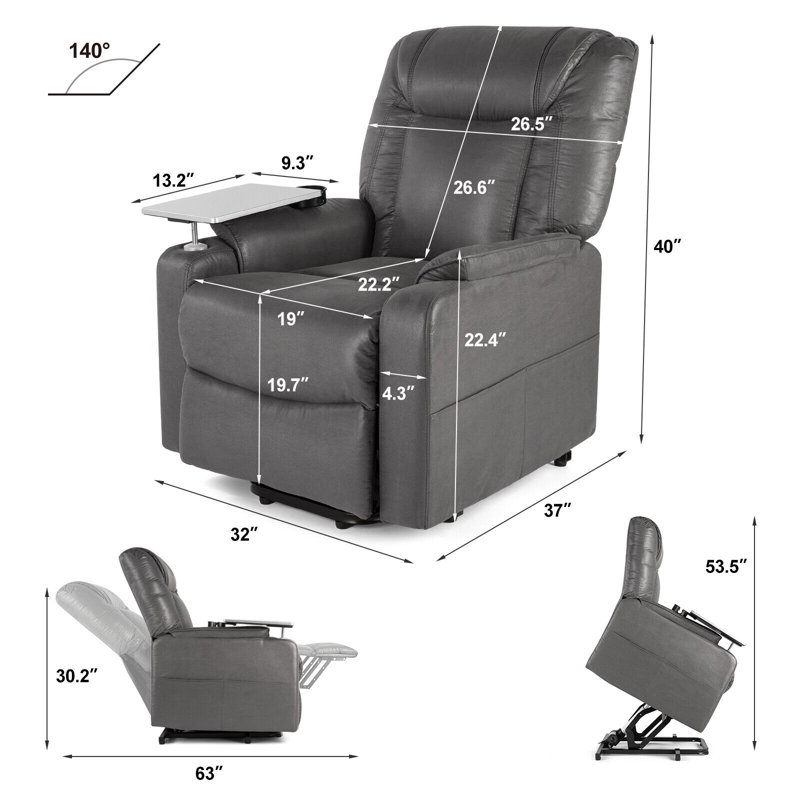 Fauteuil de massage chauffant en similicuir, Similicuir gris