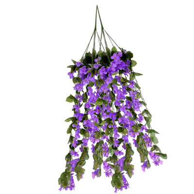 Kbndieu Artificial Fake Flowers for Home Decor Hanging Flowers Artificial Violet Flower Wall Wisteria Basket Hanging Garland Flowers Fake Silk Orchid