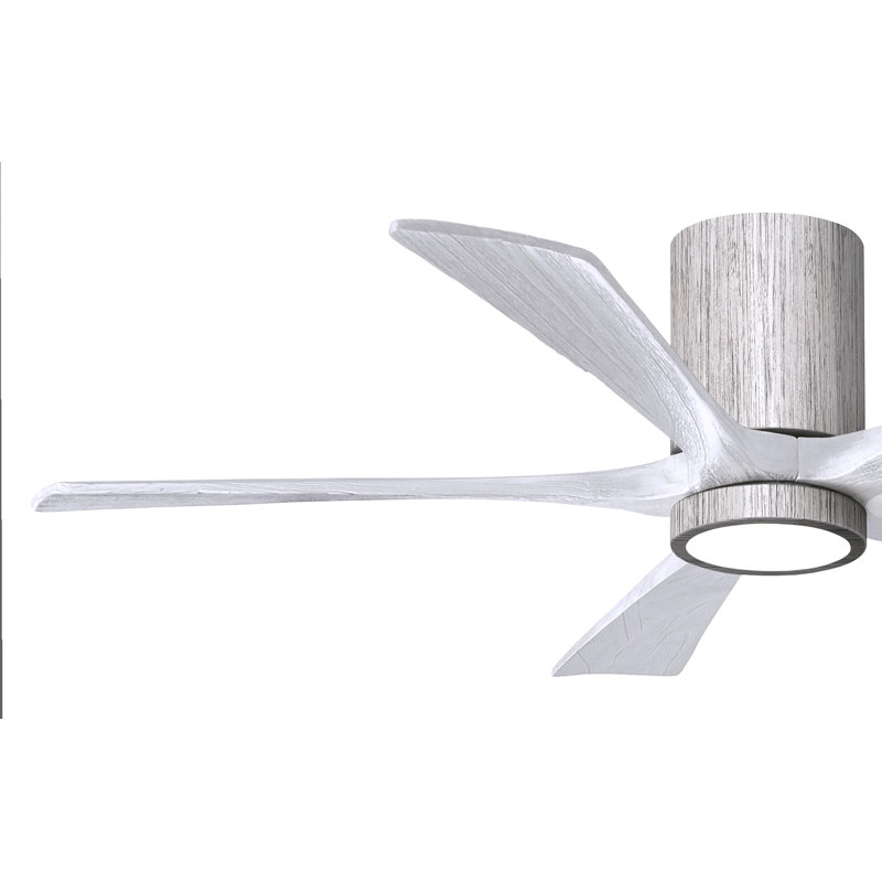 Irene Flushmount Light Kit 5 Blade LED Ceiling Fan, Barn Wood Tone, 52", Matte White