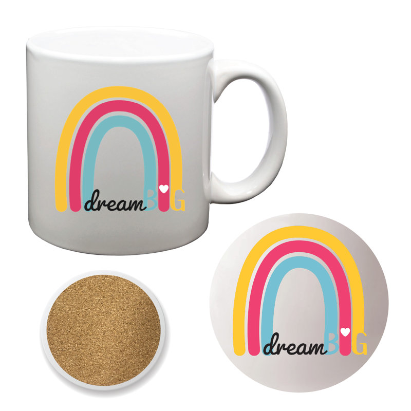 Ensemble de grandes tasses et sous-verres 20 oz Dream Big Rainbow