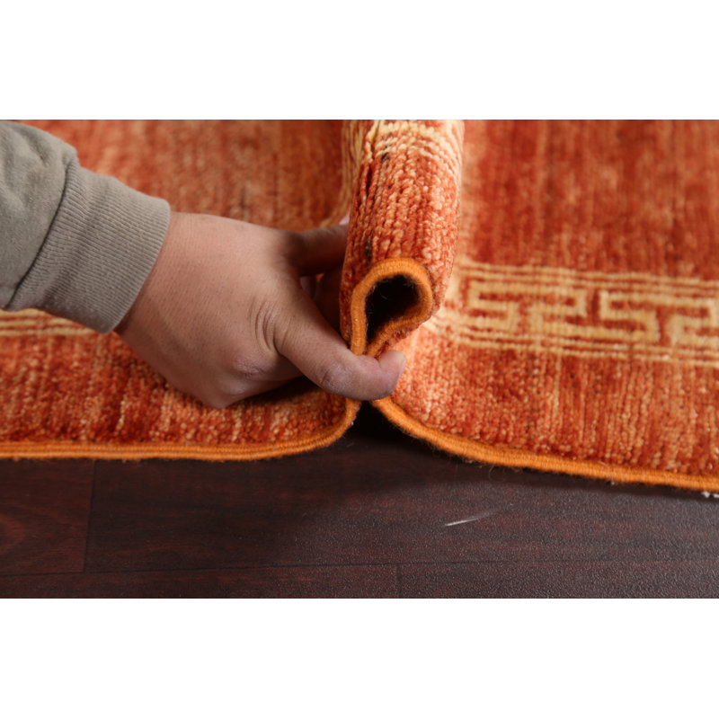 Tapis de couloir oriental Karita Gabbeh Kashkoli orange noué à la main 3 x 9