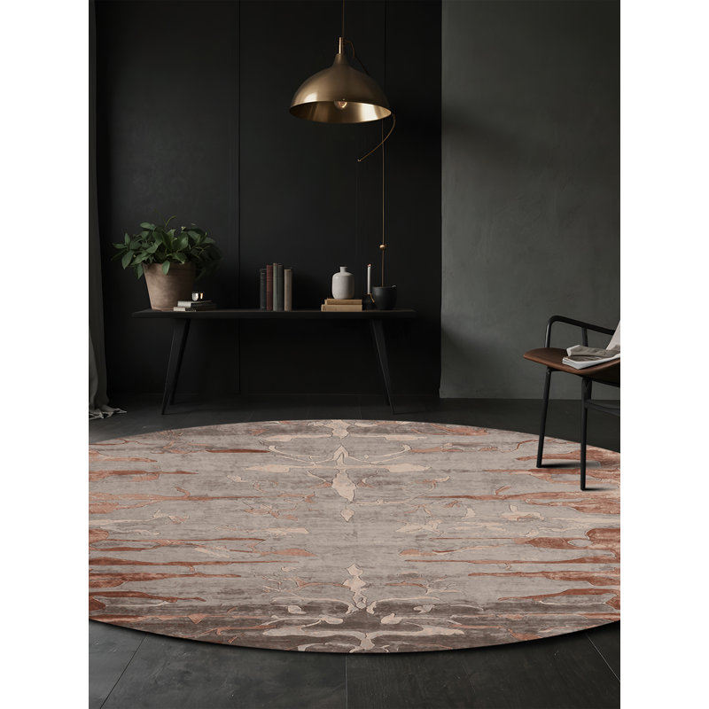 Machine Washable Gray Area Rug, Round 7'