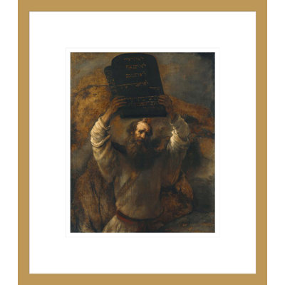 «Moïse avec les dix commandements» par Rembrandt van Rijn - Estampe numérique encadrée