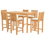 Outdoor 7 - Piece Teak Dining Set with Cushions