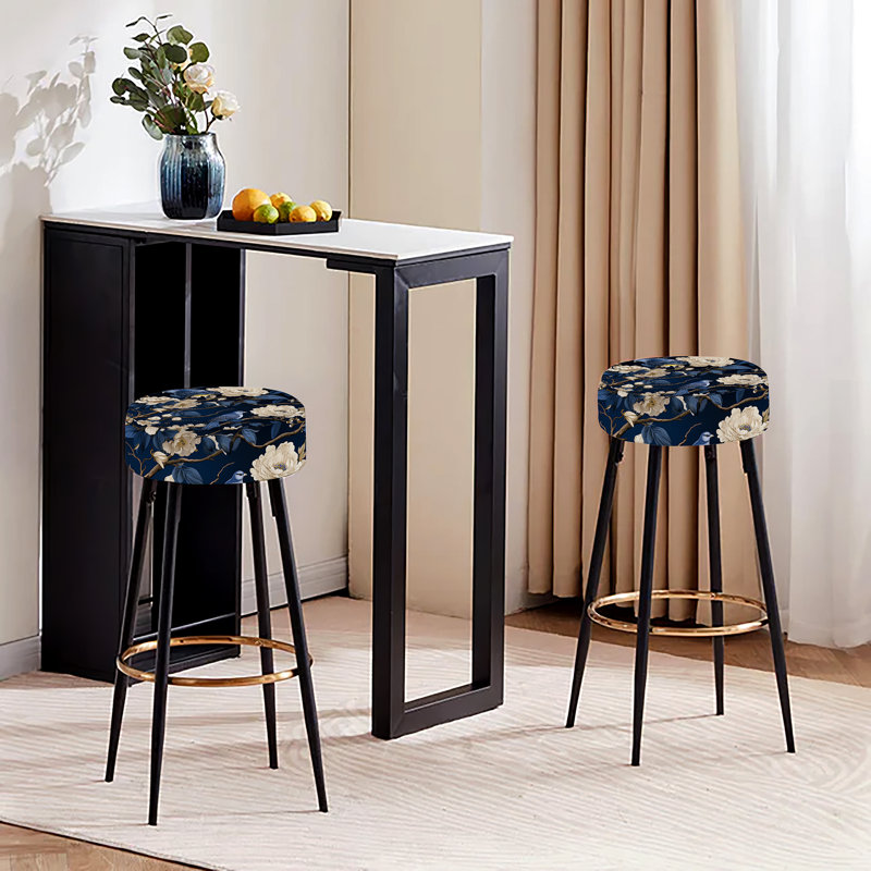 Elodea - Ensemble de 2 tabourets de bar à imprimé, Motif victorien de cobalt chinoiserie