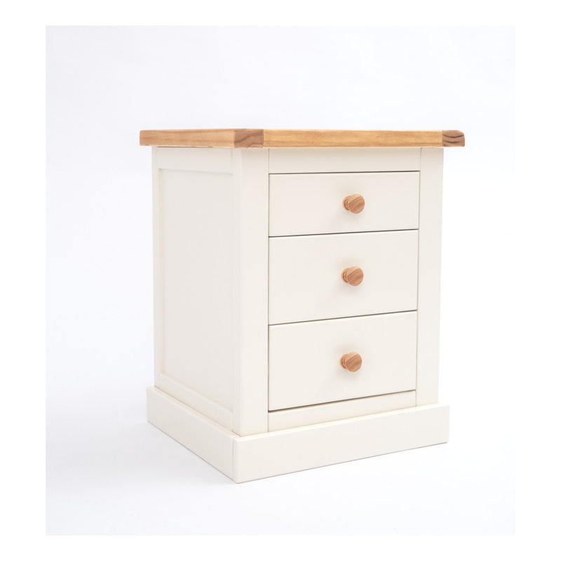 Clayton 45cm W Plywood / Laminate Board Bedside Table, White/Beige