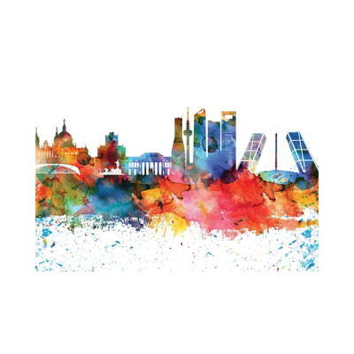 Madrid Skyline by WallDecorAddict - Wrapped Canvas Painting