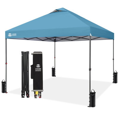 Auvent escamotable commercial avec serrure centrale et structure en métal 10 pi x 10 pi CROWN SHADES, gris