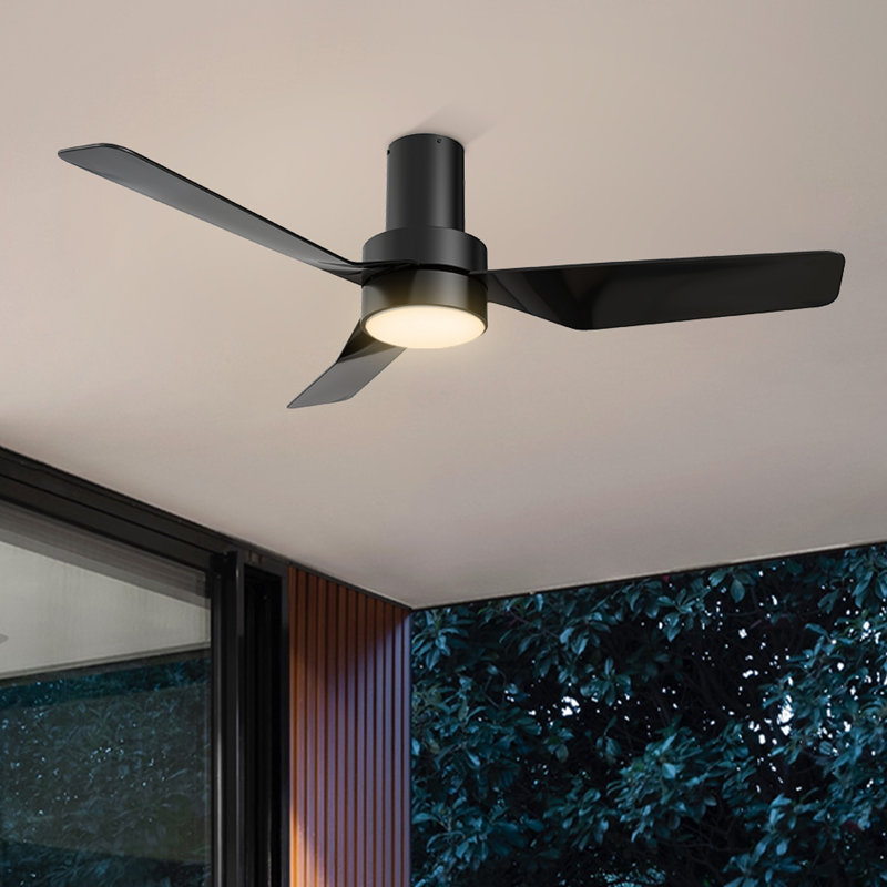 Ventilateur de plafond intelligent encastré 44 "avec lumière, Noir
