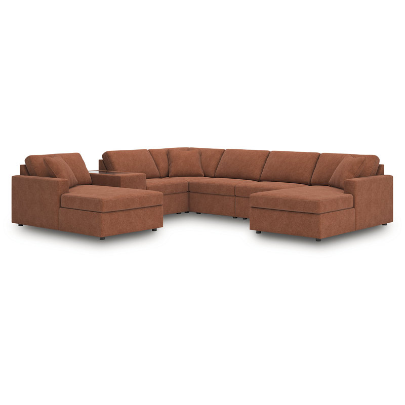 Depew 7-Piece Sectional, Orange Polyester