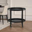 Chariot-bar ovale avec tablettes en verre trempé et structure en fer-502393379