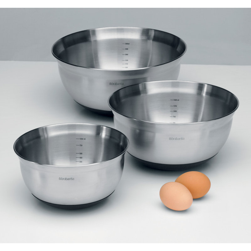 Brabantia Profile Stainless Steel 3 Piece Nested Mixing Bowl Set