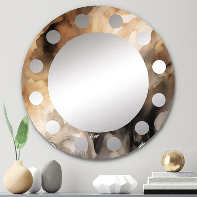 Miroir mural brun et crème