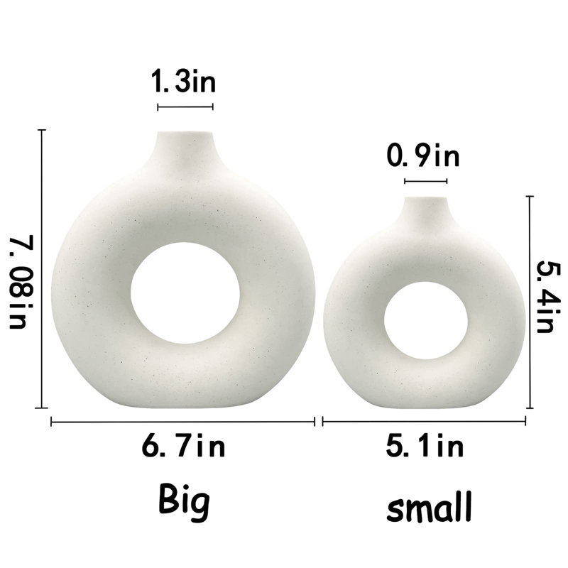 Ensemble de 2 vases en céramique, Blanc