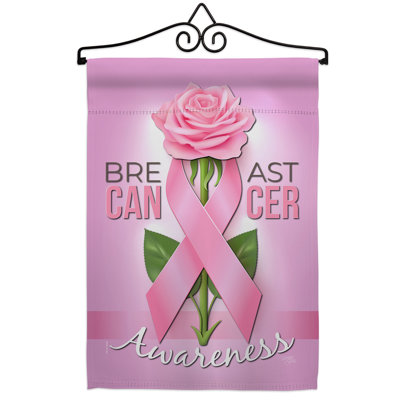 Cancer du sein 2 faces : polyester 19 x 13 po Ensemble de drapeaux
