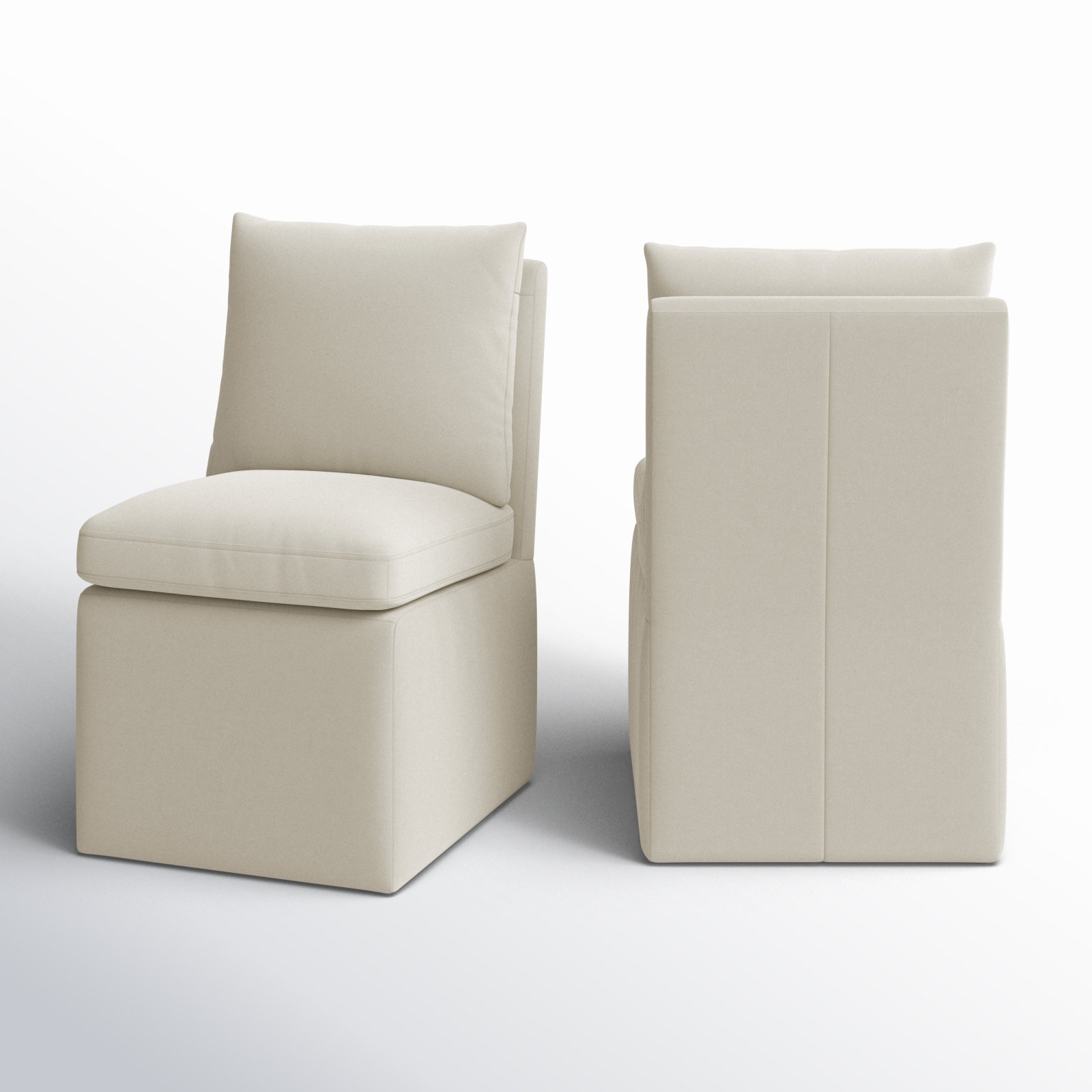 Alayaa Upholstered Side Chair with Casters, Bella Beach Performance Velvet