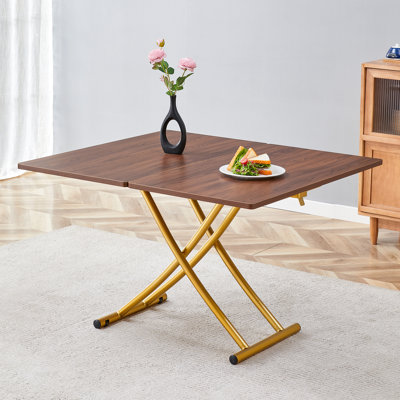 Modern Minimalist Multifunctional Lift Table With 0.8 Inch Thick Mdf Desktop And Metal Legs,can Be Used As A Dressing Table, Coffee Table, Dining Table, And Office Table