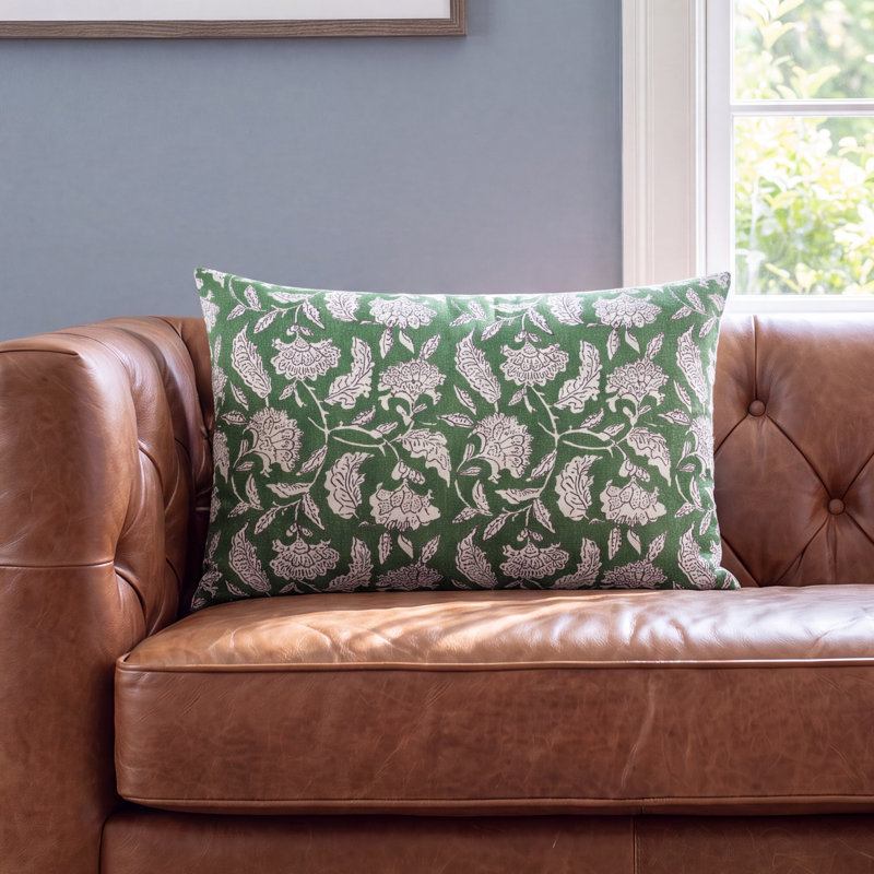 Erica Caigan Accent Pillow, Down, Medium Green/White