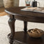 Table basse ovale en bois de 42 po pour le salon, table basse en bois massif à 2 niveaux avec tablette de rangement ouverte, facile à assembler, espresso