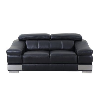Luxurious Top Grain Italian Leather Loveseat With Kiln-Dried Hardwood Frame And High-Density Foam Cushioning