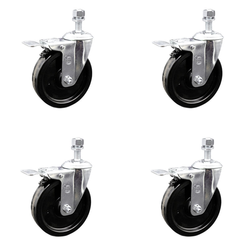 Ensemble de roulettes à tige filetée pivotante 5 po SS 5 pouces