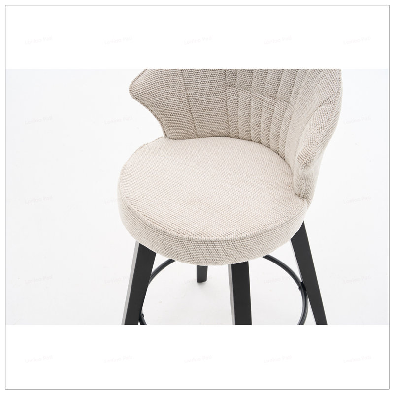 2PCS Chenille 25"Wing Back Swivel Bar Stools, Dark Gray