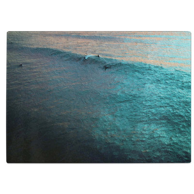 Tempered Glass Surfing at Sunset Chopping Board