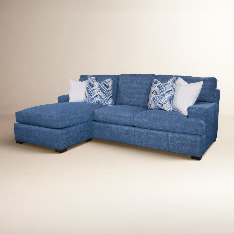 Cambria Upholstered Sectional Reversible, Black, Blue/Beige Stripe; 0209-61