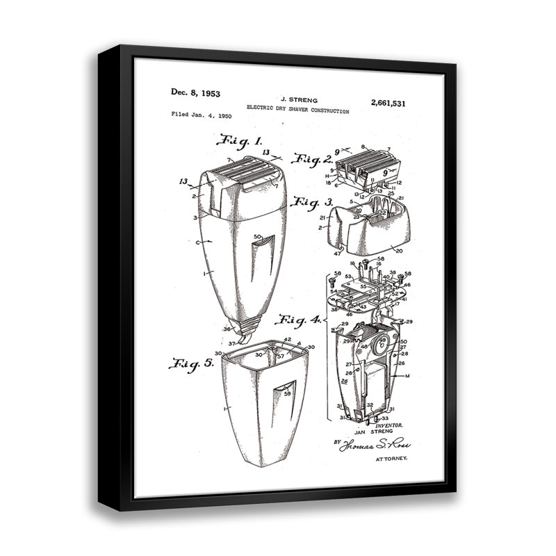 " Electric Razor Patent ", 14" H x 11" W