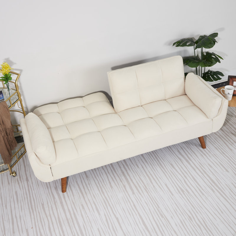 Canapé futon 75,4 "convertible en lin moderne, canapé-lit confortable, Beige