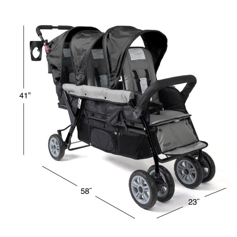 Poussette 3 places avec auvent Gaggle Compass, Noir / gris