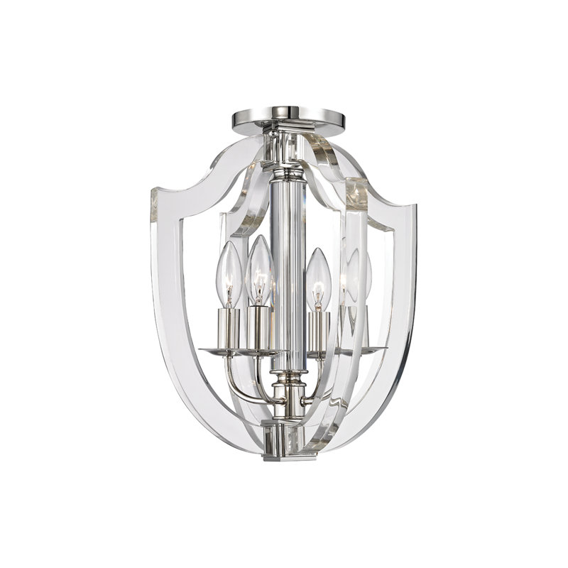 Arietta Acrylic Semi Flush Mount, Polished Nickel