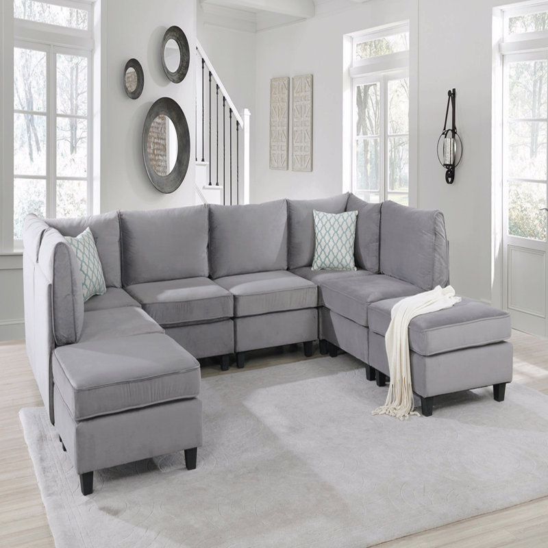 Canapé modulaire en velours 120 po 8 pièces 120 po