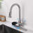 3-in-1 Kitchen Faucet with Press-Type Glass Rinser, High-Arc Pull-Down Sprayer Faucet, 3 Function Spray Mode, Brushed Nickel Finish, for Modern Kitchen Sink-124871851