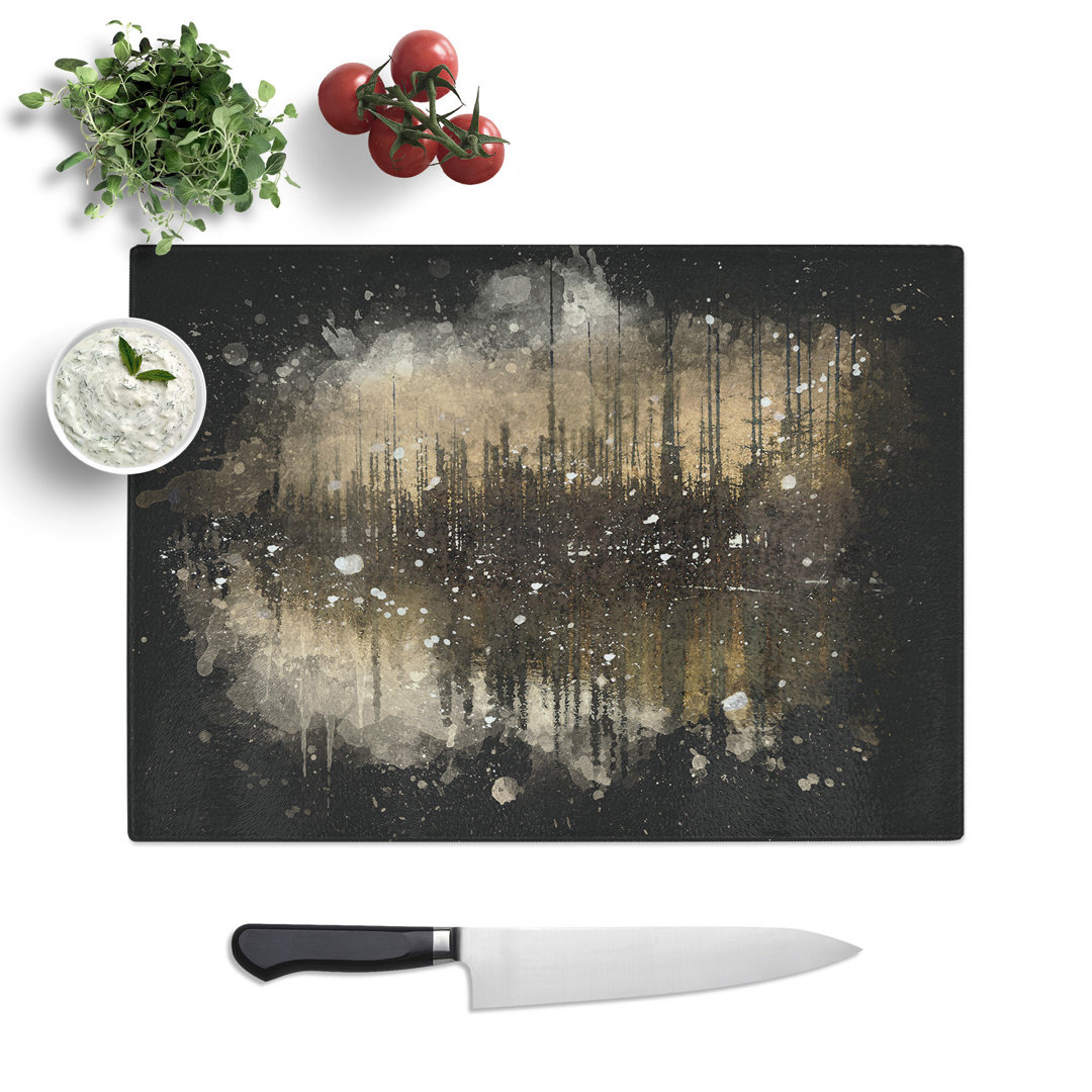 Tempered Glass Winter in Cuejdel Lake in Romania Paint Splash Chopping Board