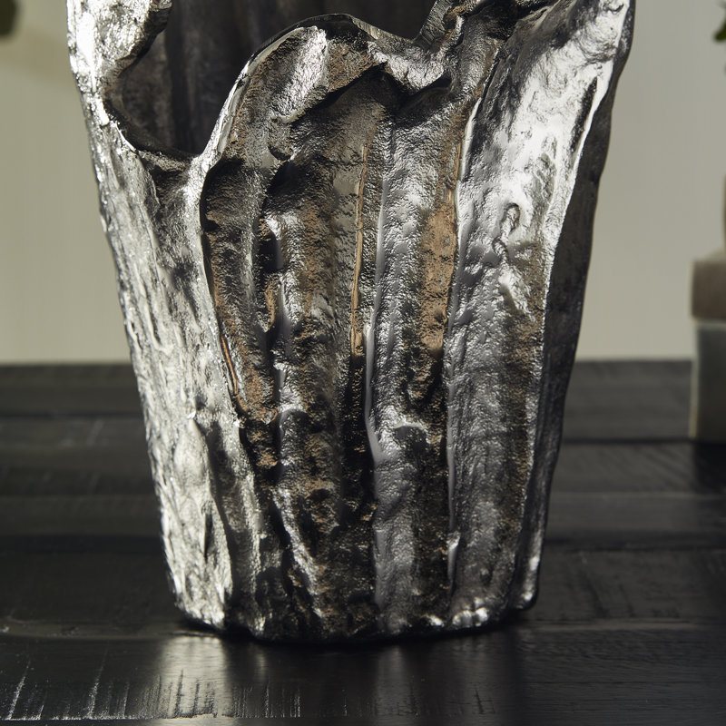 Arbre Aluminum Table Vase, Silver, 14.25" H x 8.75" W x 8.75" D